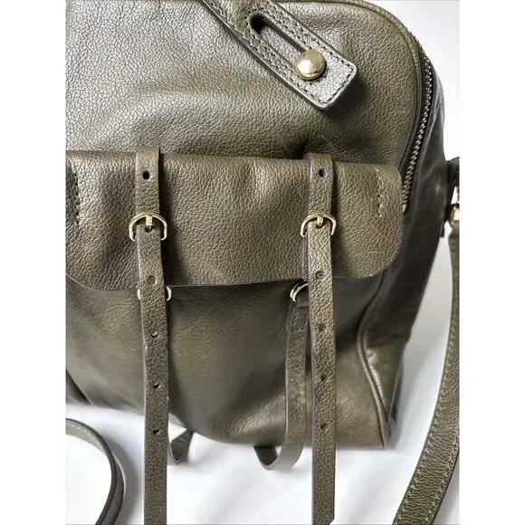 BANANA REPUBLIC Leather Large Duffle North/South Tote Dark Olive Green 2015 - Picture 5 of 16